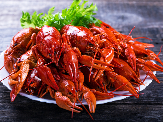 plate of tasty boiled crayfish